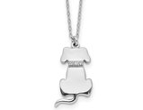 Polished Sterling Silver Sitting Dog Charm Pendant Necklace with Chain (16 Inches)